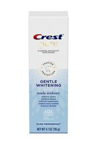 Crest PURE Gentle Whitening fehérítő fogkrém mesterséges színezékek, édesítőszerek, SLS nélkül