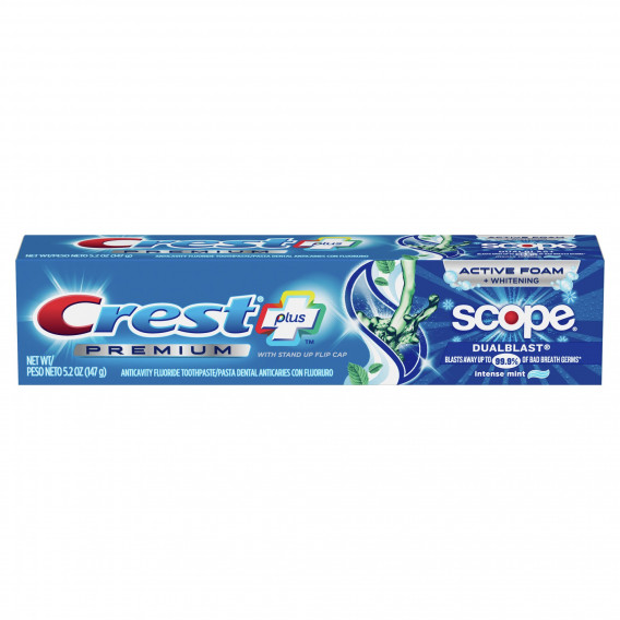 Crest PREMIUM Plus Scope Dual Blast szájszag elleni fogfehérítő fogkrém