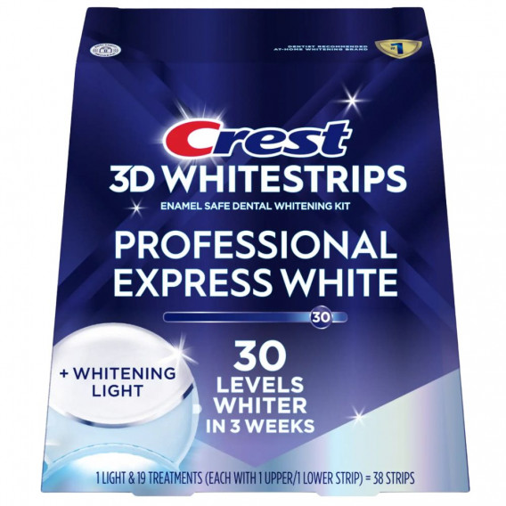 Fehérítő matricák Crest 3D Whitestrips PROFESSIONAL EXPRESS WHITE fehérítő lámpával