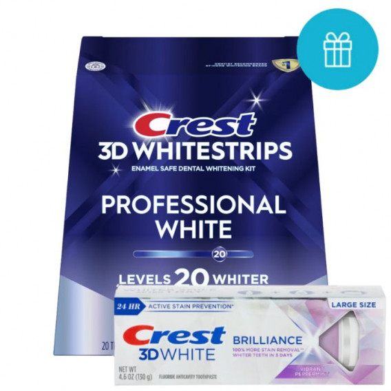 PROFESSIONAL WHITE fogfehérítő matrica + BRILLIANCE fehérítő fogkrém