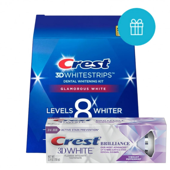 Crest Glamorous White fogfehérítő matricát + fehérítő fogkrém